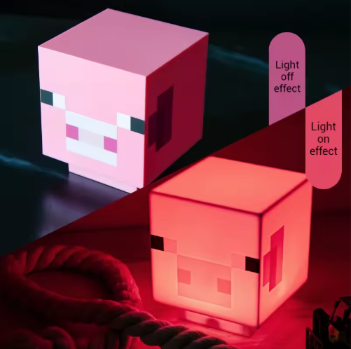 Pixel Style Pink Pig Lamp