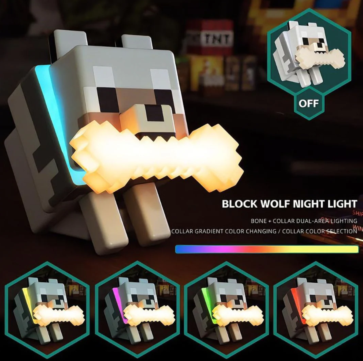 pixel style wolf light