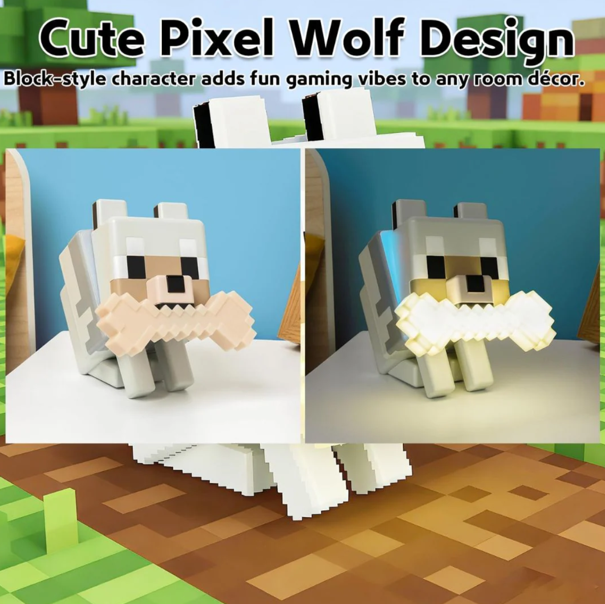 pixel style wolf light